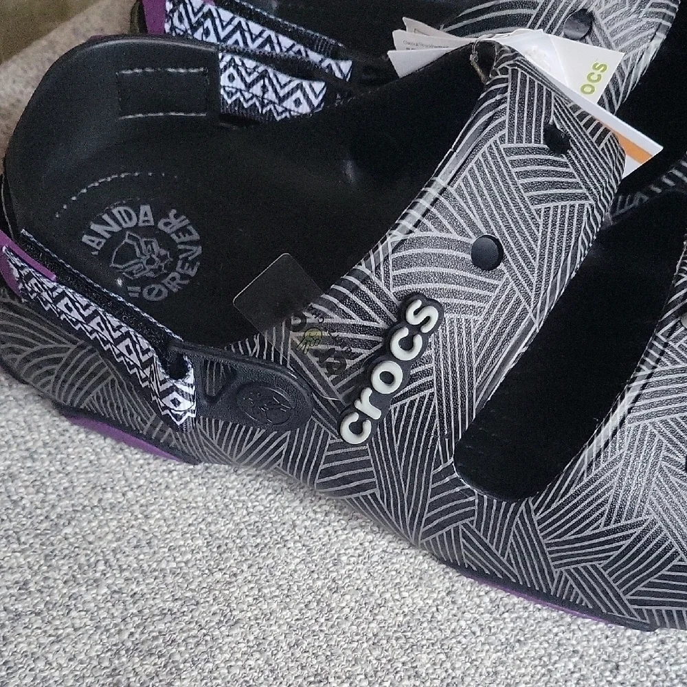 CROCS Marvel Wacanda Forever Black and Gray Sandals Black Panther  Size 13